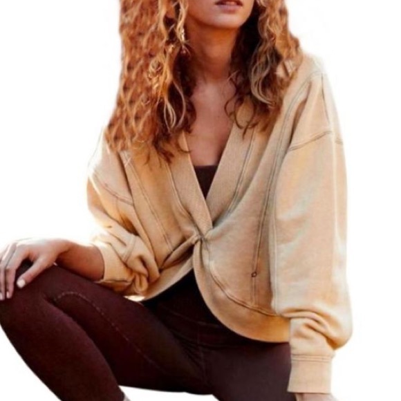 Free People Front to Back Sweatshirt Small 2 4 French Terry Twisted WEAR 2 WAYS - Picture 6 of 14